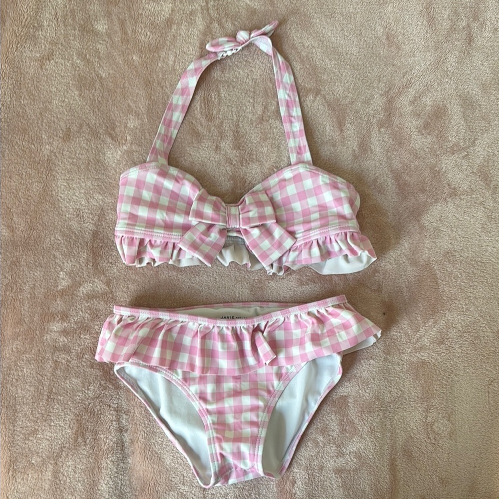 Janie and Jack Pink Checkered Swimwear